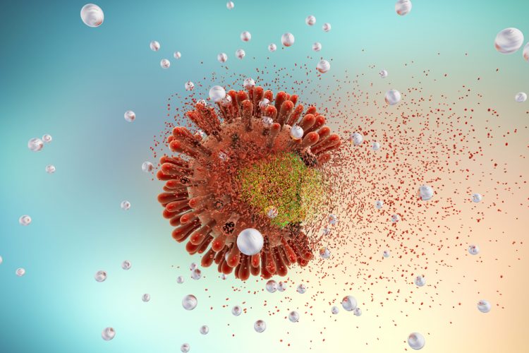 HIV cell being attacked by silver nanoparticles