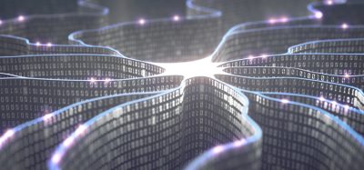 3D illustration. Artificial neuron in concept of A. Wall-shaped binary codes, transmission lines of pulses and/or information in an analogy to a microchip.