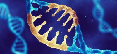 Blue DNA helix with yellow section