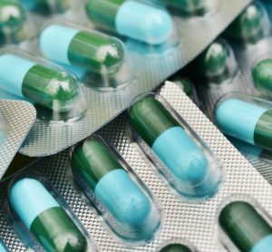 Antibiotic pills in blister packages