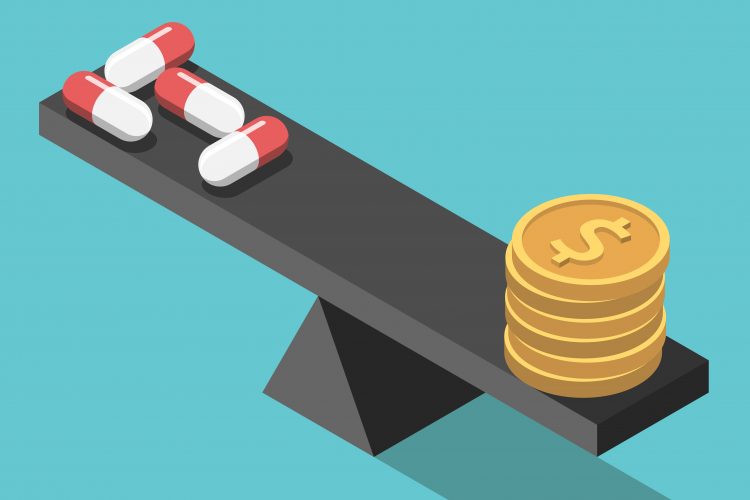 Concept - the cost of medicines