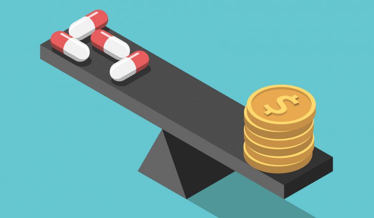 Concept - the cost of medicines