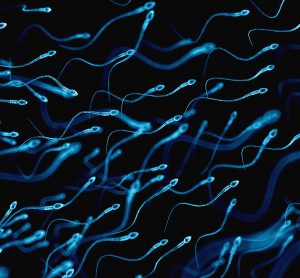 blue sperm on a black background