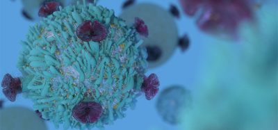 T Cell lymphocyte with receptors for cancer cell immunotherapy research 3D render