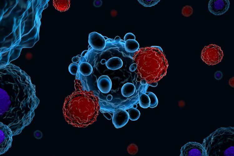 T cells attacking tumour