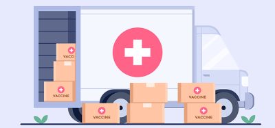 Illustration coronavirus vaccine distribution truck