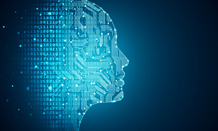 Machine learning - image of computer circuits in a head